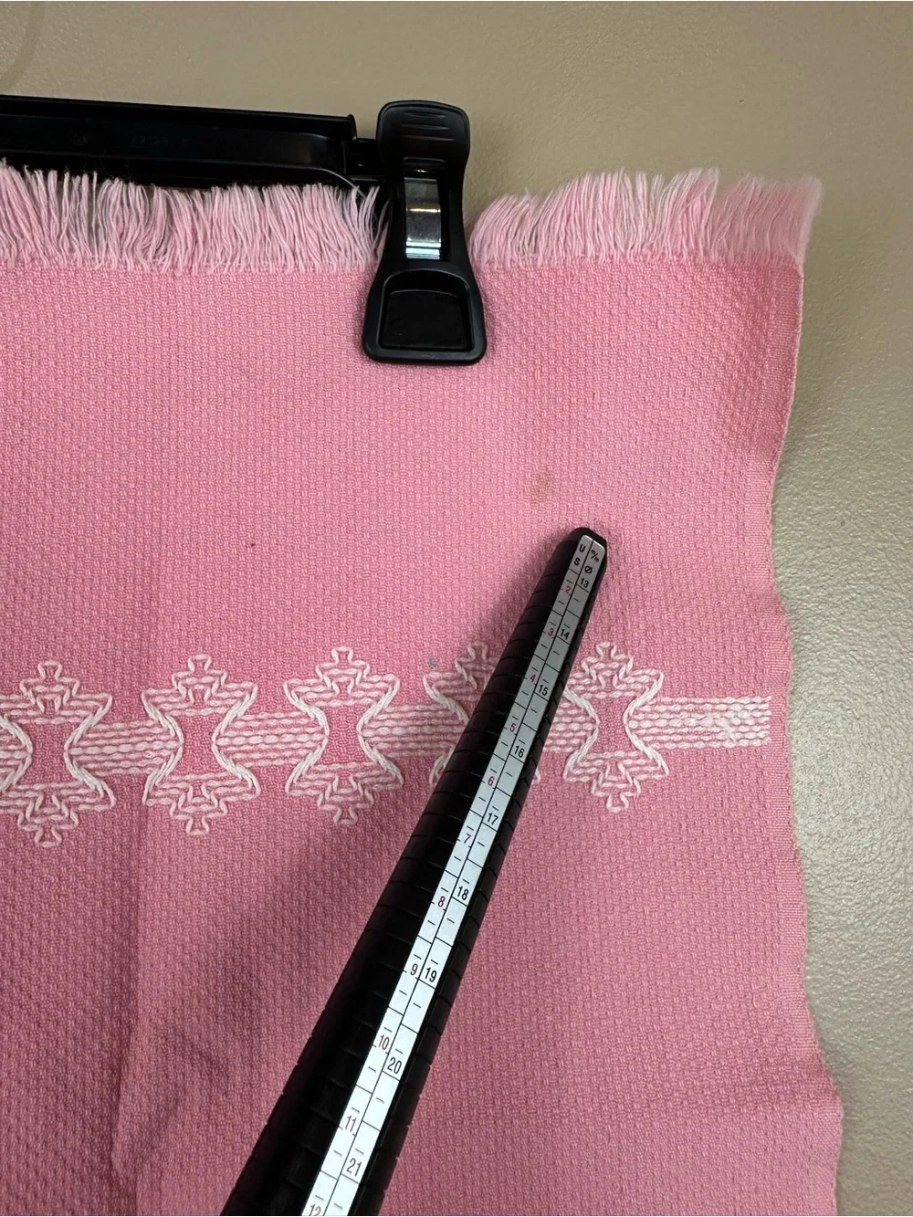 Lot of 3 Vintage Pink Woven Kitchen Tea Towels Cottage Farmhouse Scandinavian